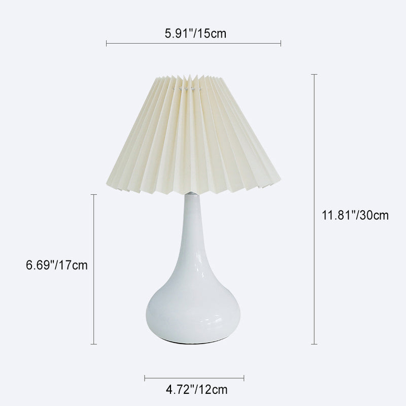 Contemporary Scandinavian Round Cone Fabric Metal 1-Light Table Lamp For Bedroom