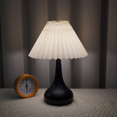 Contemporary Scandinavian Round Cone Fabric Metal 1-Light Table Lamp For Bedroom