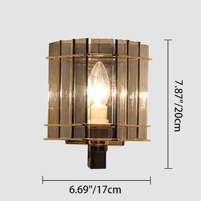 Contemporary Scandinavian Round Cylinder Glass Iron 1-Light Wall Sconce Lamp For Living Room