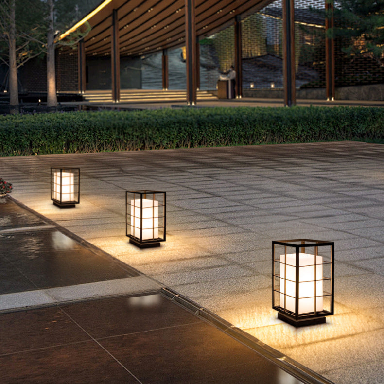 Modern Simplicity Rectangle Skeleton Square Acrylic Stainless Steel LED Outdoor Light Landscape Lighting For Garden