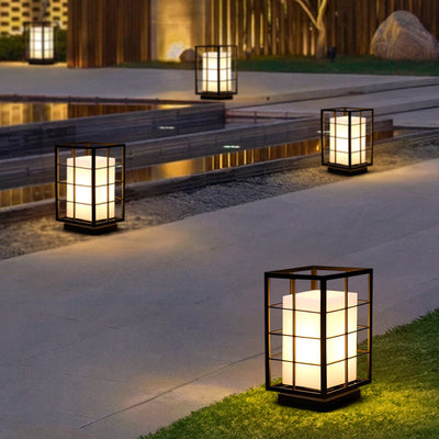 Modern Simplicity Rectangle Skeleton Square Acrylic Stainless Steel LED Outdoor Light Landscape Lighting For Garden