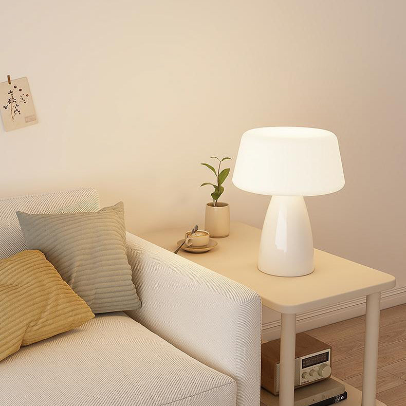 Modern Minimalist Round Cylinder Mushroom Round Ball PE Ceramic LED Table Lamp For Bedroom