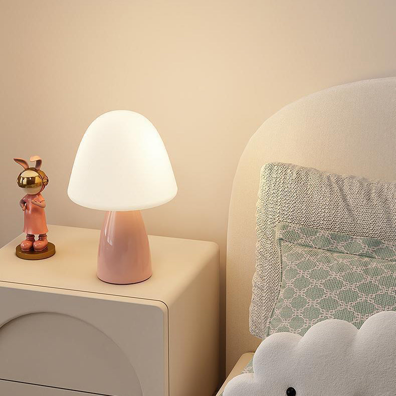 Modern Minimalist Round Cylinder Mushroom Round Ball PE Ceramic LED Table Lamp For Bedroom