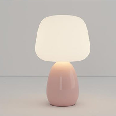 Modern Minimalist Round Cylinder Mushroom Round Ball PE Ceramic LED Table Lamp For Bedroom