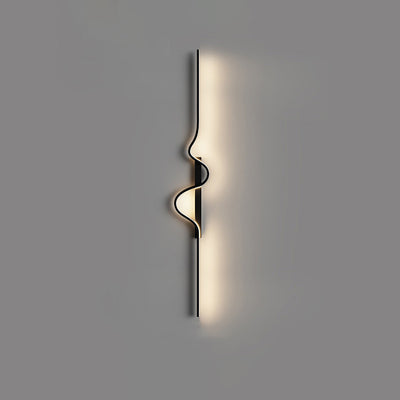 Modern Minimalist Long Wave Rectangle Silicone Aluminum Iron LED Wall Sconce Lamp For Living Room