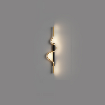 Modern Minimalist Long Wave Rectangle Silicone Aluminum Iron LED Wall Sconce Lamp For Living Room