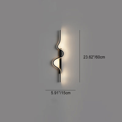 Modern Minimalist Long Wave Rectangle Silicone Aluminum Iron LED Wall Sconce Lamp For Living Room