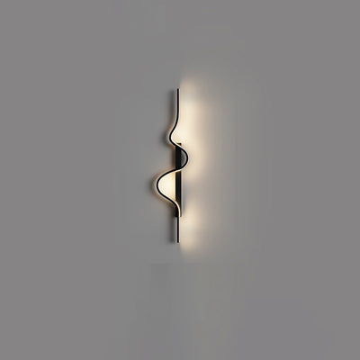 Modern Minimalist Long Wave Rectangle Silicone Aluminum Iron LED Wall Sconce Lamp For Living Room