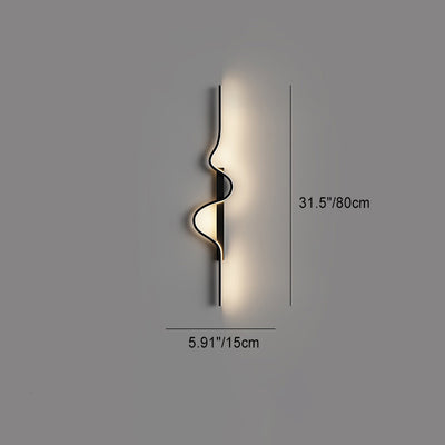 Modern Minimalist Long Wave Rectangle Silicone Aluminum Iron LED Wall Sconce Lamp For Living Room