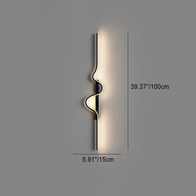 Modern Minimalist Long Wave Rectangle Silicone Aluminum Iron LED Wall Sconce Lamp For Living Room