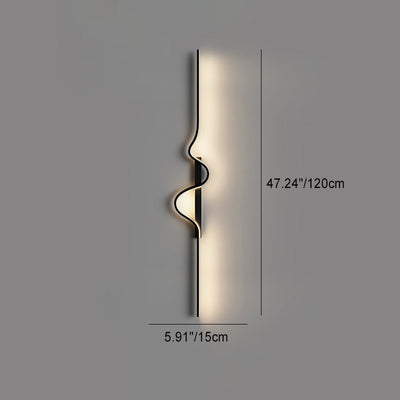 Modern Minimalist Long Wave Rectangle Silicone Aluminum Iron LED Wall Sconce Lamp For Living Room