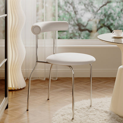 Modern Minimalist Round Curved Column Leather Metal Dining Chair Backrest For Dining Room