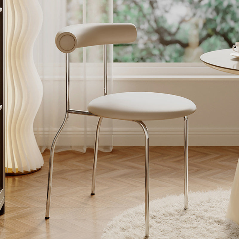 Modern Minimalist Round Curved Column Leather Metal Dining Chair Backrest For Dining Room