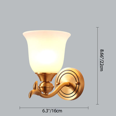 Modern Luxury Round Leaf Glass Brass 1/2 Light Wall Sconce Lamp For Living Room