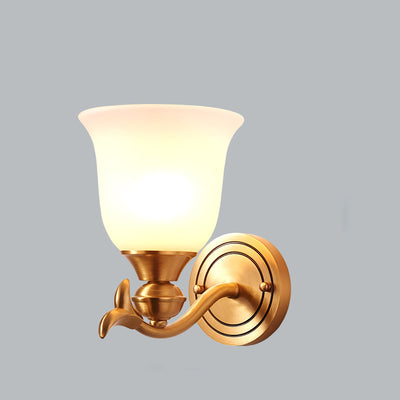 Modern Luxury Round Leaf Glass Brass 1/2 Light Wall Sconce Lamp For Living Room