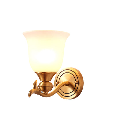 Modern Luxury Round Leaf Glass Brass 1/2 Light Wall Sconce Lamp For Living Room