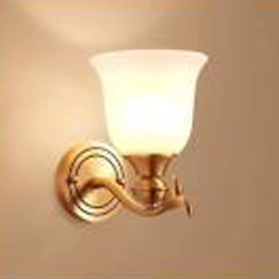 Modern Luxury Round Leaf Glass Brass 1/2 Light Wall Sconce Lamp For Living Room