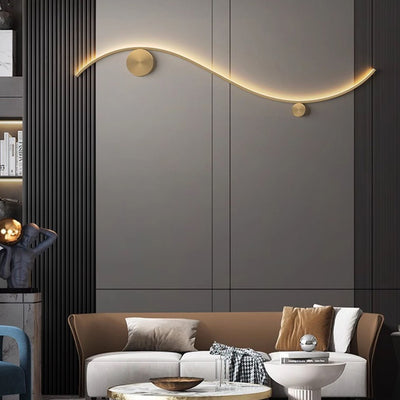 Moderne minimalistische Kupfer Silica Linie Welle Kreis LED Wandleuchte Lampe für Flur 