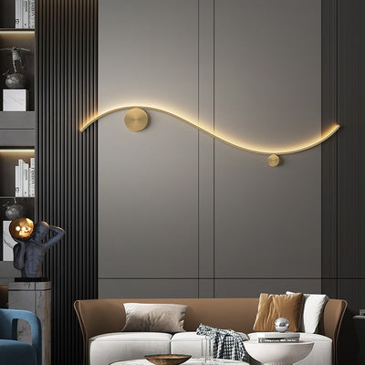 Moderne minimalistische Kupfer Silica Linie Welle Kreis LED Wandleuchte Lampe für Flur 