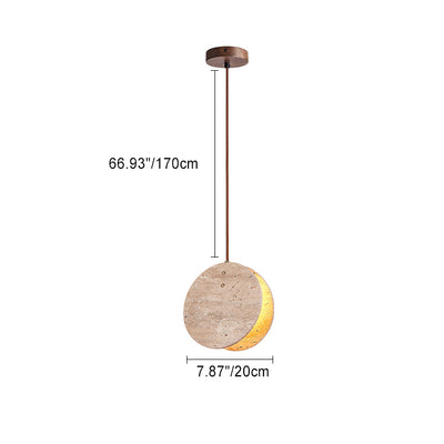 Contemporary Nordic Travertine Handmade Round Double Sided 1-Light For Bedside