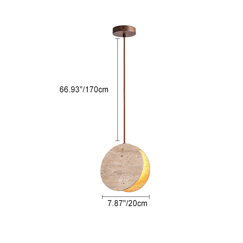 Contemporary Nordic Travertine Handmade Round Double Sided 1-Light For Bedside