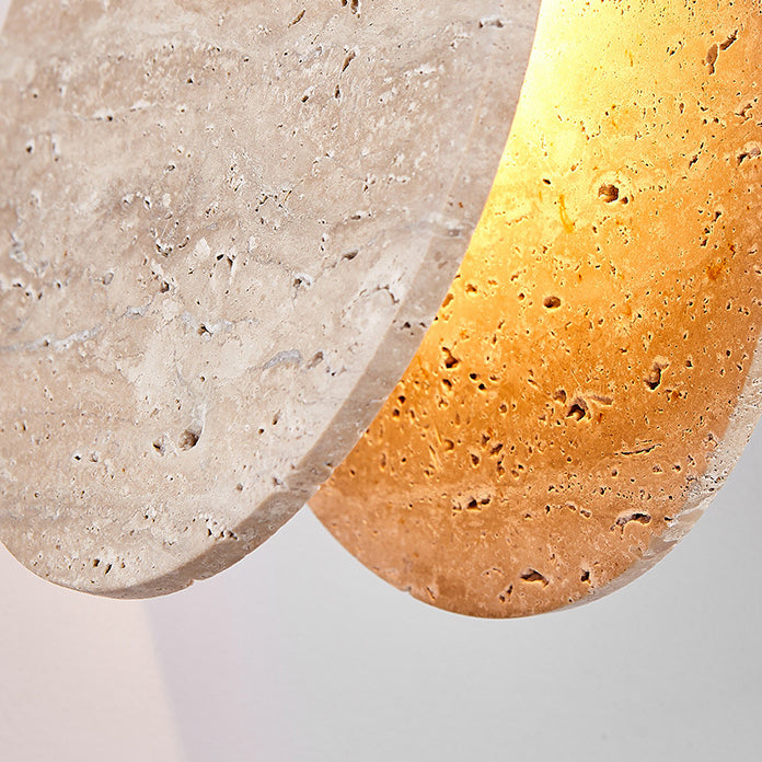 Contemporary Nordic Travertine Handmade Round Double Sided 1-Light For Bedside