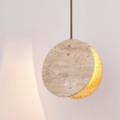 Contemporary Nordic Travertine Handmade Round Double Sided 1-Light For Bedside