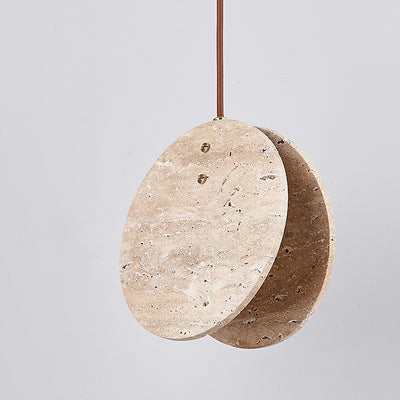 Contemporary Nordic Travertine Handmade Round Double Sided 1-Light For Bedside