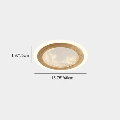 Traditional Japanese Ash Wood Acrylic Round Square Flower Branch LED Flush Mount Ceiling Light For Bedroom