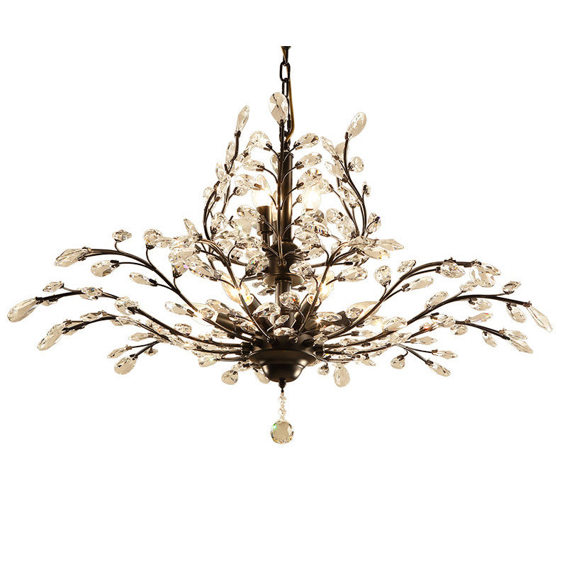 Traditional French Iron Crystal Branch 7/8/9/12 Light Chandeliers For Dining Room