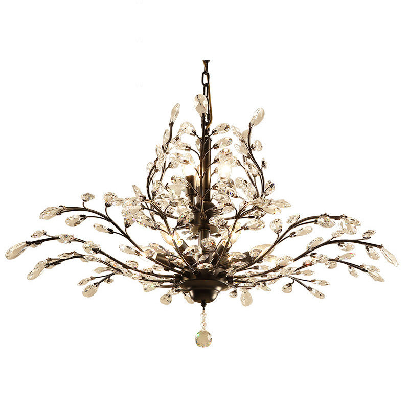 Traditional French Iron Crystal Branch 7/8/9/12 Light Chandeliers For Dining Room