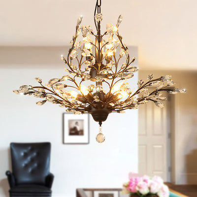 Traditional French Iron Crystal Branch 7/8/9/12 Light Chandeliers For Dining Room