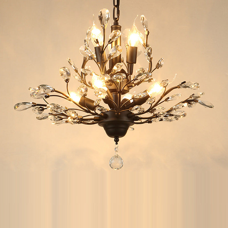 Traditional French Iron Crystal Branch 7/8/9/12 Light Chandeliers For Dining Room