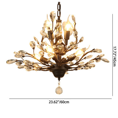 Traditional French Iron Crystal Branch 7/8/9/12 Light Chandeliers For Dining Room