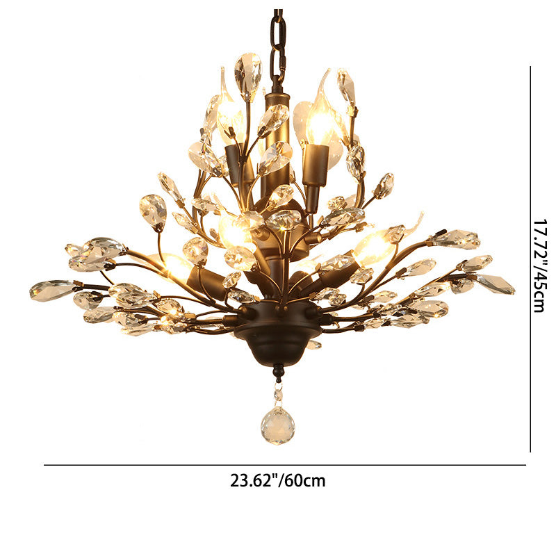 Traditional French Iron Crystal Branch 7/8/9/12 Light Chandeliers For Dining Room