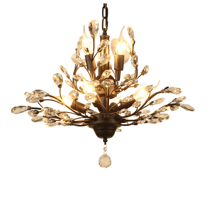 Traditional French Iron Crystal Branch 7/8/9/12 Light Chandeliers For Dining Room