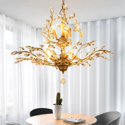 Traditional French Iron Crystal Branch 7/8/9/12 Light Chandeliers For Dining Room