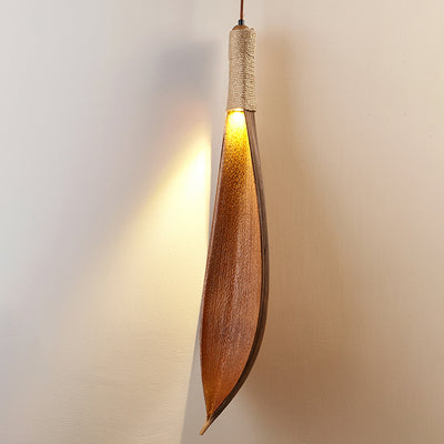 Traditional Japanese Natural Cocoa Leaf Strip 1/2/3 Light Pendant Light Chandeliers For Dining Room