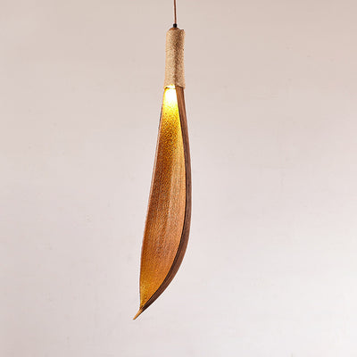 Traditional Japanese Natural Cocoa Leaf Strip 1/2/3 Light Pendant Light Chandeliers For Dining Room