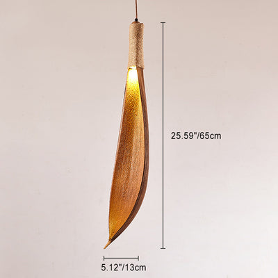 Traditional Japanese Natural Cocoa Leaf Strip 1/2/3 Light Pendant Light Chandeliers For Dining Room