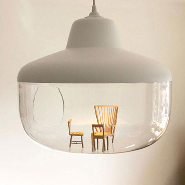 Contemporary Scandinavian Acrylic Bowl 1-Light Pendant Light For Dining Room