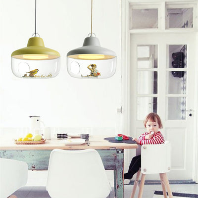 Contemporary Scandinavian Acrylic Bowl 1-Light Pendant Light For Dining Room