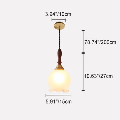 Traditional French Copper Wood Glass Tulip Flower Bud 1/3/5/8 Light Pendant Light Chandeliers For Bedroom