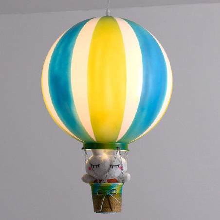 Contemporary Scandinavian Kids Metal Acrylic Hot Air Balloon Hanging Basket 1-Light Pendant Light For Bedroom