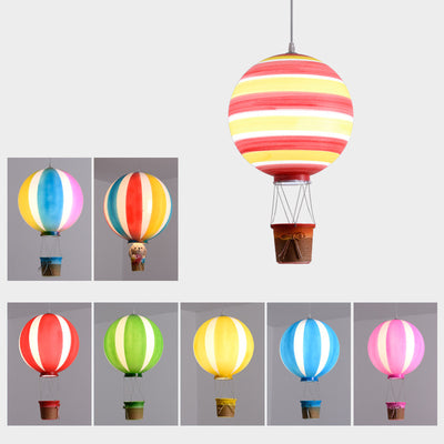 Contemporary Scandinavian Kids Metal Acrylic Hot Air Balloon Hanging Basket 1-Light Pendant Light For Bedroom