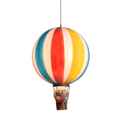 Contemporary Scandinavian Kids Metal Acrylic Hot Air Balloon Hanging Basket 1-Light Pendant Light For Bedroom