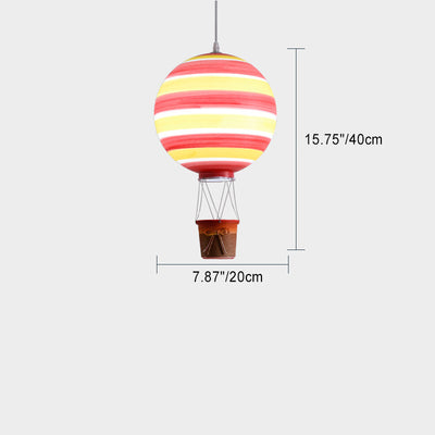 Contemporary Scandinavian Kids Metal Acrylic Hot Air Balloon Hanging Basket 1-Light Pendant Light For Bedroom