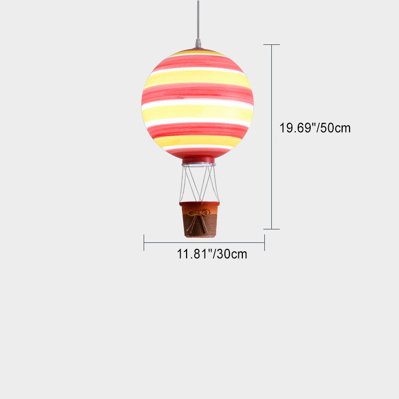 Contemporary Scandinavian Kids Metal Acrylic Hot Air Balloon Hanging Basket 1-Light Pendant Light For Bedroom