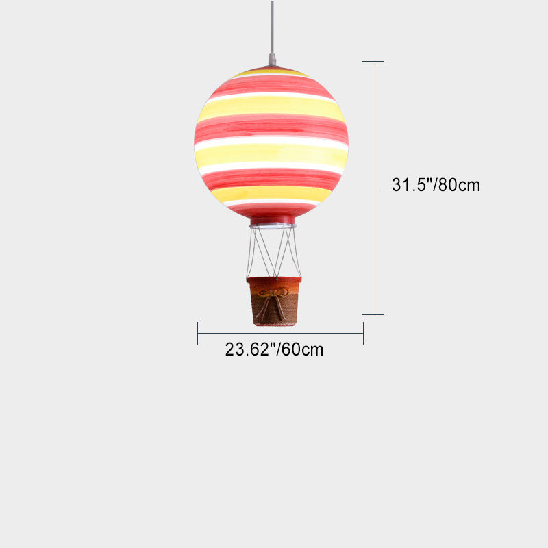 Contemporary Scandinavian Kids Metal Acrylic Hot Air Balloon Hanging Basket 1-Light Pendant Light For Bedroom