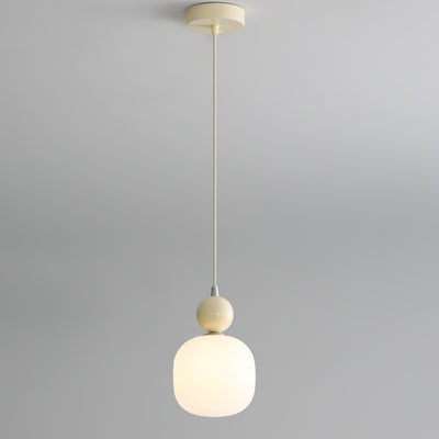 Contemporary Nordic Resin PE Ball Cylinder 1-Light Pendant Light For Bedside